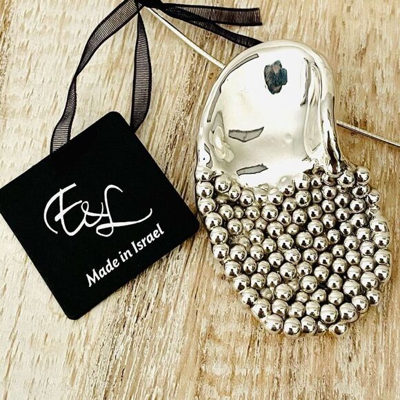 NWT E&L Sterling Silver Gorgeous Electroform Polished Necklace Made In Israel